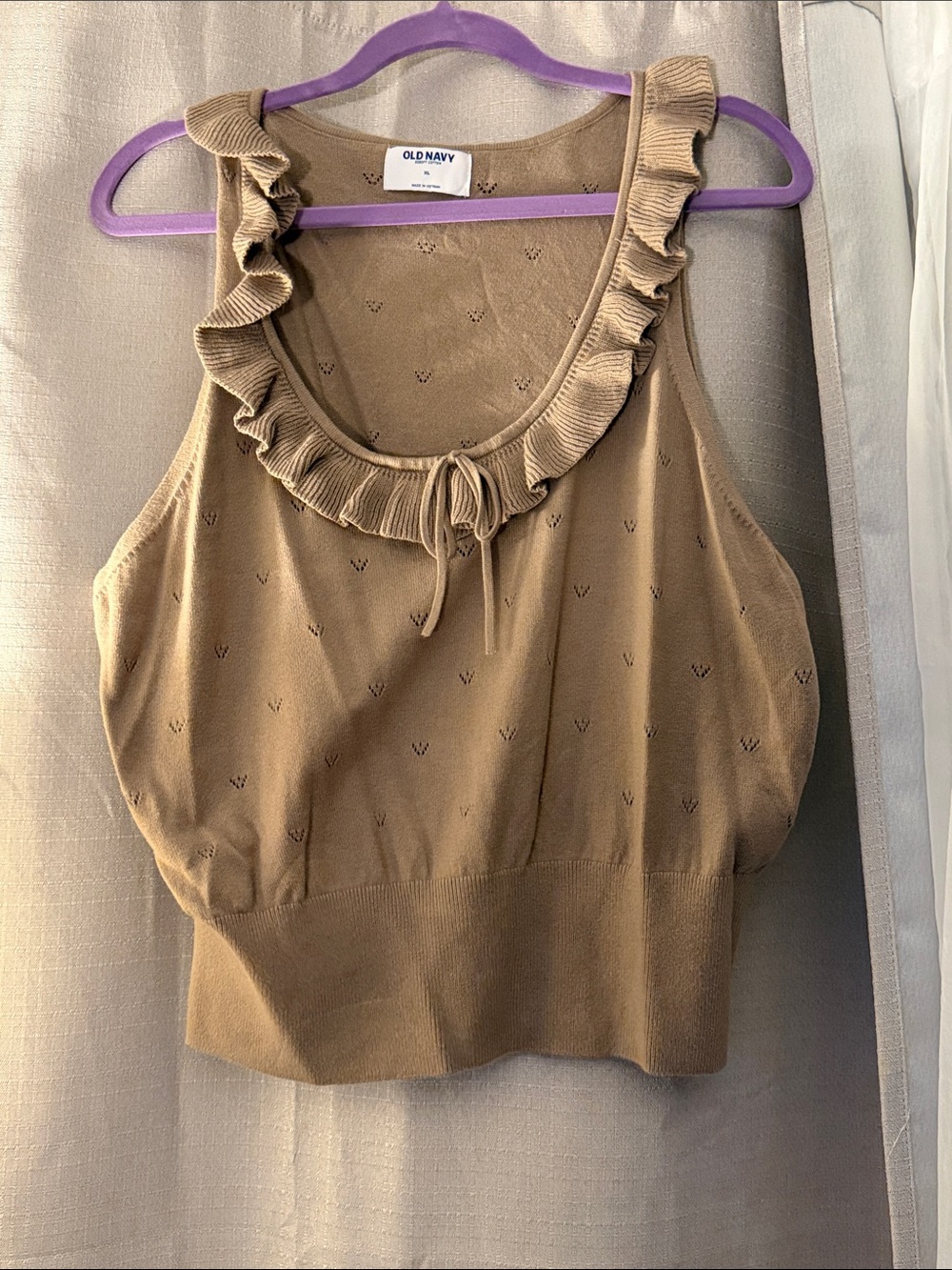 Old Navy Tan Ruffle Scoop Neck Camisole